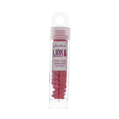 Czech Glass Bead Link 3x10mm Vials - Opaque Red Shades