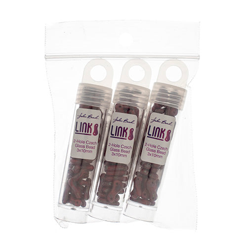 Czech Glass Bead Link 3x10mm Vials - Opaque Red Shades