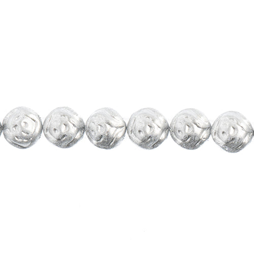 Czech Candy Rose Beads 2-Holes Crystal/ Silver Metallic Dyed