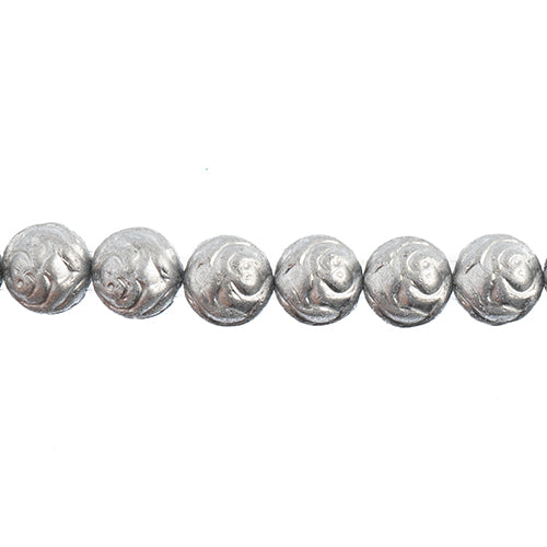 Czech Candy Rose Beads 2-Holes Crystal/ Silver Metallic Dyed