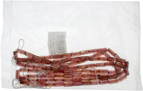 Glass Atlas Beads 10x5mm Crystal/Red Lustre - Strung