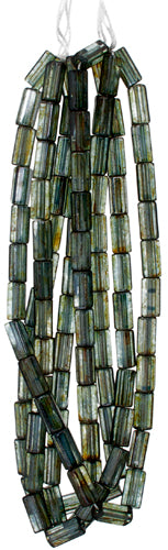 Glass Atlas Beads 10x5mm Crystal/Green Lustre - Strung