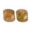 Glass Bead Cracked 13x15mm Strung Flat Nugget Two-Tone Green/Brown