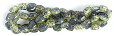 Glass Bead Cracked 13x15mm Strung Flat Nugget Two-Tone Yellow/Montana