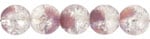 Glass Bead Cracked 8mm Round Strung Crystal/Mauve