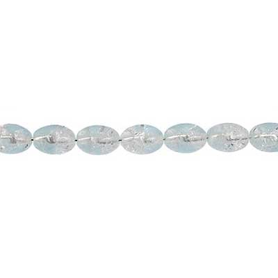 Glass Bead Cracked 9x7mm Oval Strung Crystal Natural