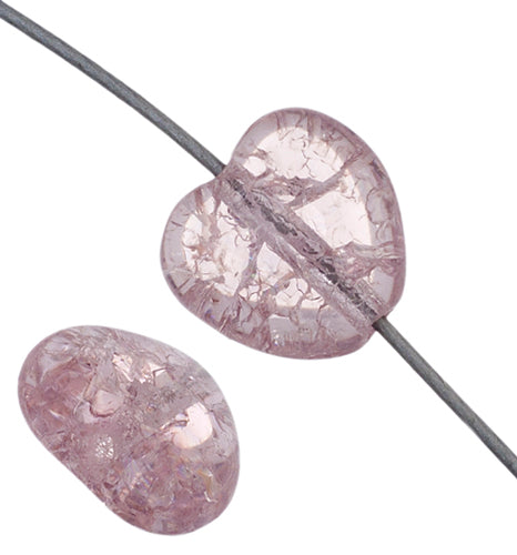 Glass Bead Cracked 8mm Heart Strung 