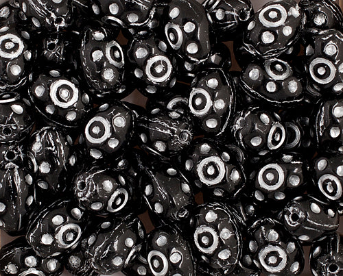 Glass Bead 9x7mm Painted Rosary Beads