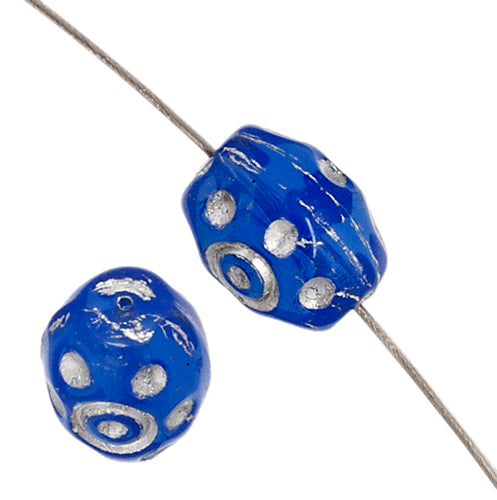 Glass Bead 9x7mm Painted Rosary Beads