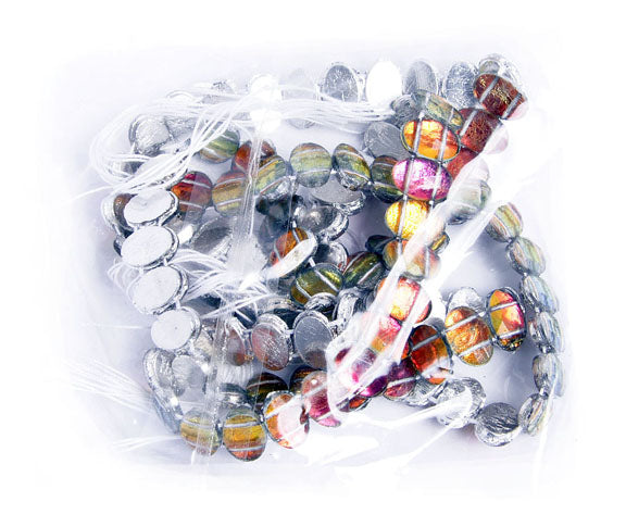 Glass 2 Hole Oval Bead 9x13mm Strung