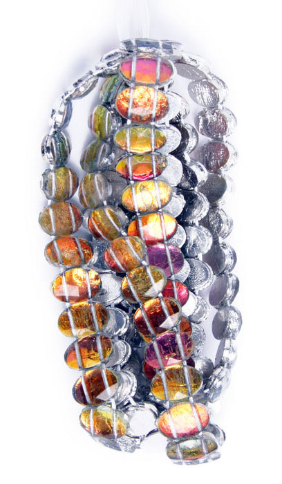 Glass 2 Hole Oval Bead 9x13mm Strung