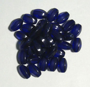 Glass Beads 12x8mm Faceted Oval Cobalt Blue