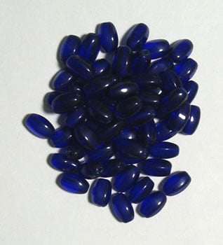 Glass Beads 9x6mm Faceted Oval Cobalt Blue