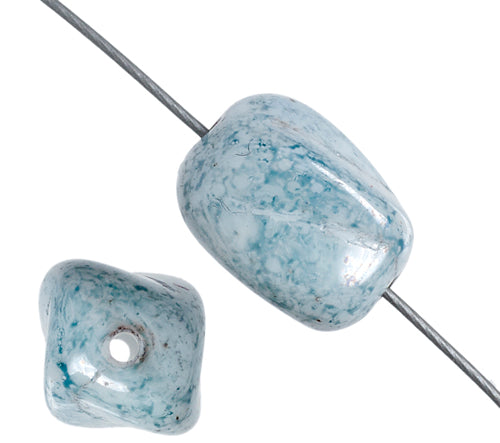 Glass Bead Twist Rectangular 12x10mm Marble Strung