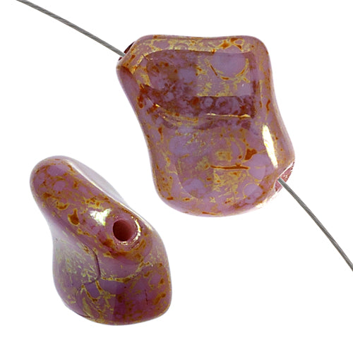 Glass Bead Twist 11x10mm Marble Strung