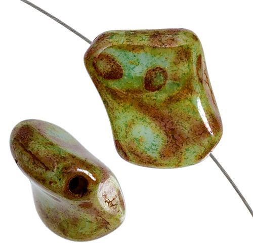 Glass Bead Twist 11x10mm Marble Strung