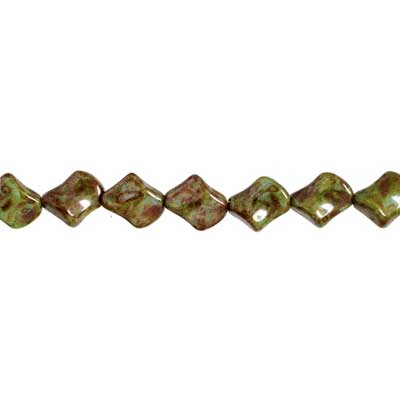 Glass Bead Twist 11x10mm Marble Strung