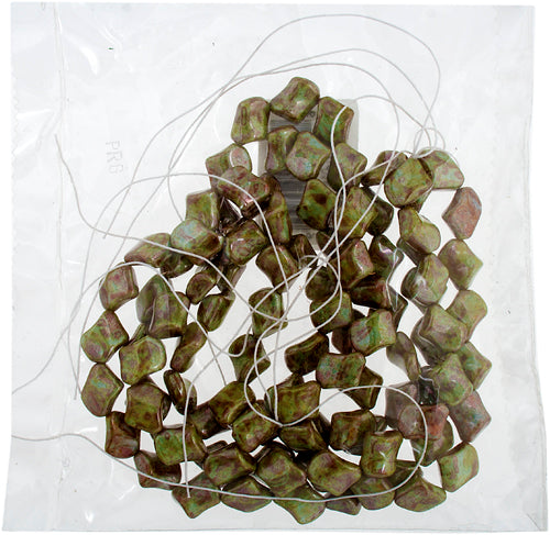 Glass Bead Twist 11x10mm Marble Strung