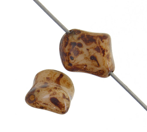 Glass Bead Twist 11x10mm Marble Strung