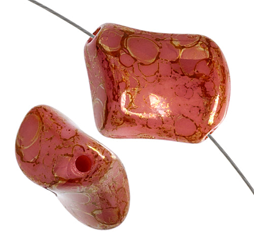 Glass Bead Twist 11x10mm Marble Strung