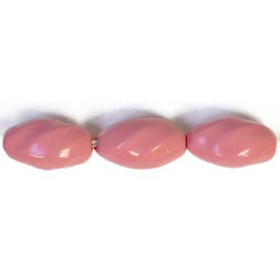 Glass Bead Twisted Oval 12x7mm Rose Strung