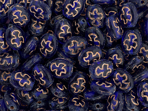 Glass Rosary Bead Oval 8x7mm Transparent With Bronze Dove