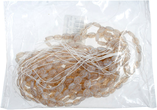 Glass Rosary Bead Oval 8x7mm Transparent With Bronze Dove