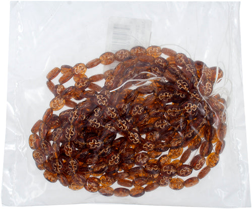 Glass Rosary Bead Oval 8x7mm Transparent With Bronze Dove