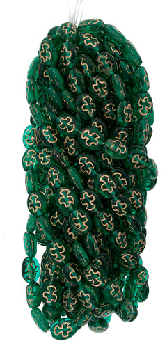 Glass Rosary Bead Oval 8x7mm Transparent With Bronze Dove