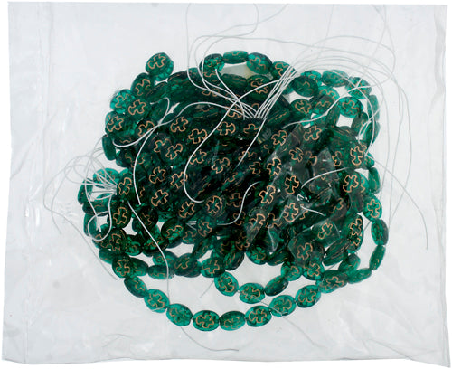 Glass Rosary Bead Oval 8x7mm Transparent With Bronze Dove