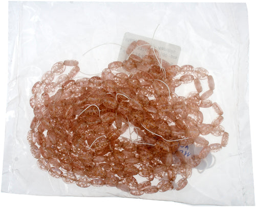 Glass Rosary Bead Oval 8x7mm Transparent With Bronze Dove