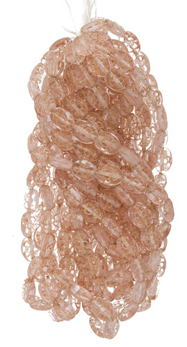 Glass Rosary Bead Oval 8x7mm Transparent With Bronze Dove