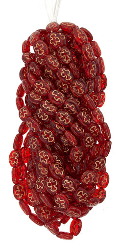 Glass Rosary Bead Oval 8x7mm Transparent With Bronze Dove