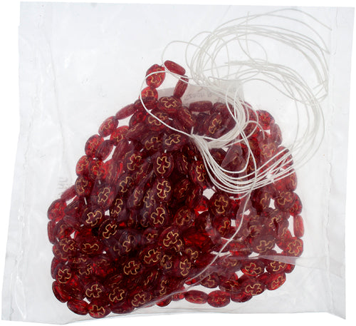 Glass Rosary Bead Oval 8x7mm Transparent With Bronze Dove