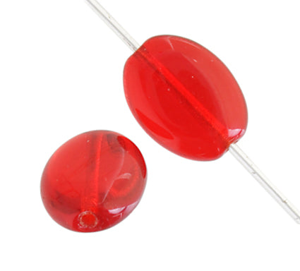 Glass Bead Flat Oval 12x9mm Strung 