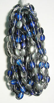 Glass Bead Flat Oval 12x9mm Strung 
