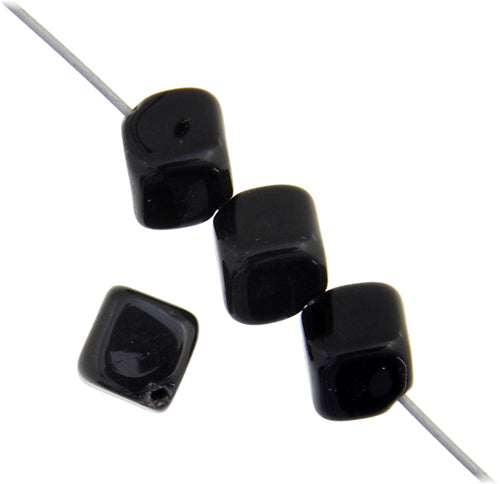 Glass Bead Cubes 8mm With Diagonal Hole Strung