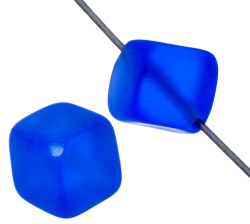 Glass Bead Cubes 8mm With Diagonal Hole Strung