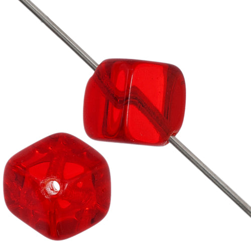 Glass Bead Cubes 8mm With Diagonal Hole Strung