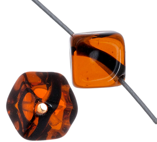 Glass Bead Cubes 8mm With Diagonal Hole Strung