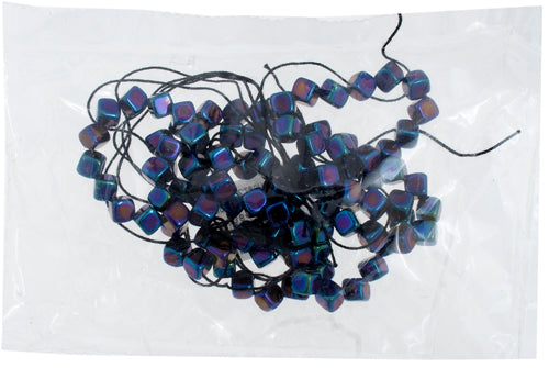 Glass Bead Cubes 8mm With Diagonal Hole Strung