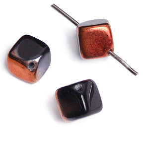 Glass Bead Cubes 8mm With Diagonal Hole Strung