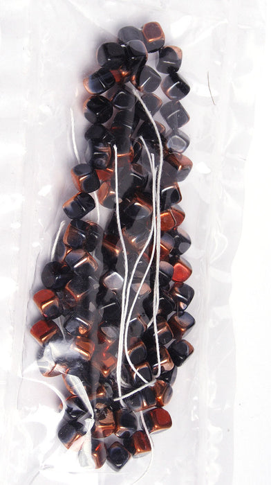 Glass Bead Cubes 8mm With Diagonal Hole Strung