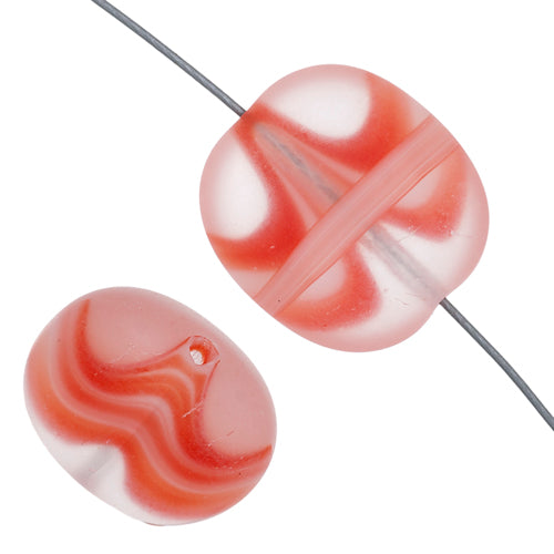 Glass Square Discs 17x16mm Red Agate/Matt Strung