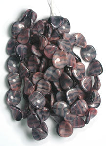 Glass Bead Twist Oval 16x13mm Rose Stripe Strung