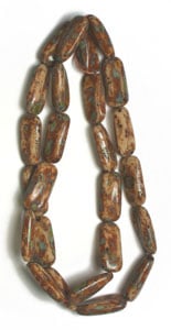 Glass Bead Long Rectangle 22x10mm Brown Marble Strung