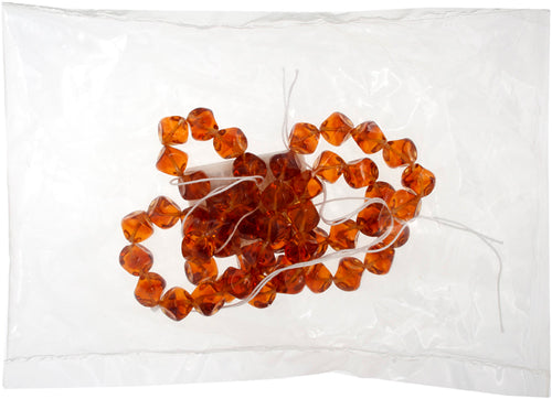 Glass Bead 9mm Dimpled Cube Two-tone Amber Strung