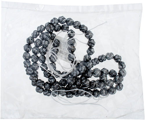 Glass Bead Round Fancy 8mm Hematite/Silver Strung