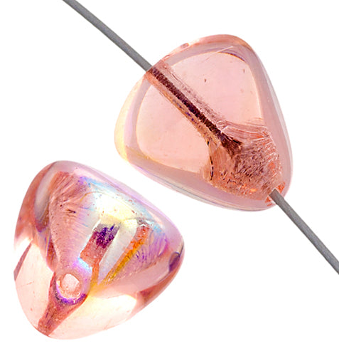 Glass Pyramid 12x11mm Rosaline AB Bead Strung
