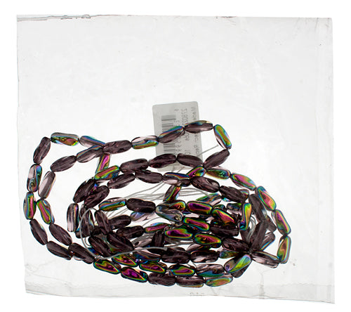 Glass Bead Twist Rectangular 13x7mm Light Amethyst/Vitrail Strung